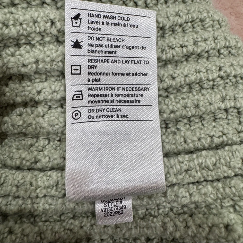 NWT Vince Crimped Cotton Crewneck Knit Sweater Cotton Blend Green Sz S